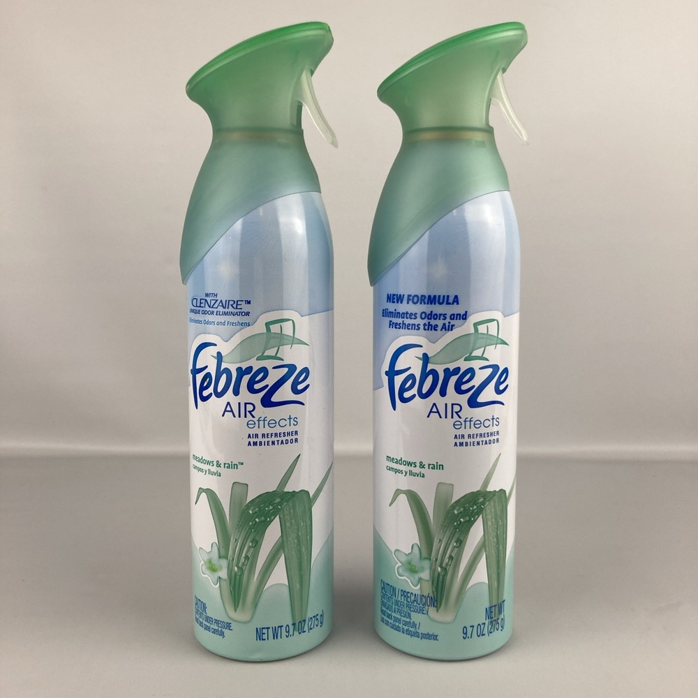 2x Febreze Air Effects Meadows & Rain Spray 9.7oz NOS